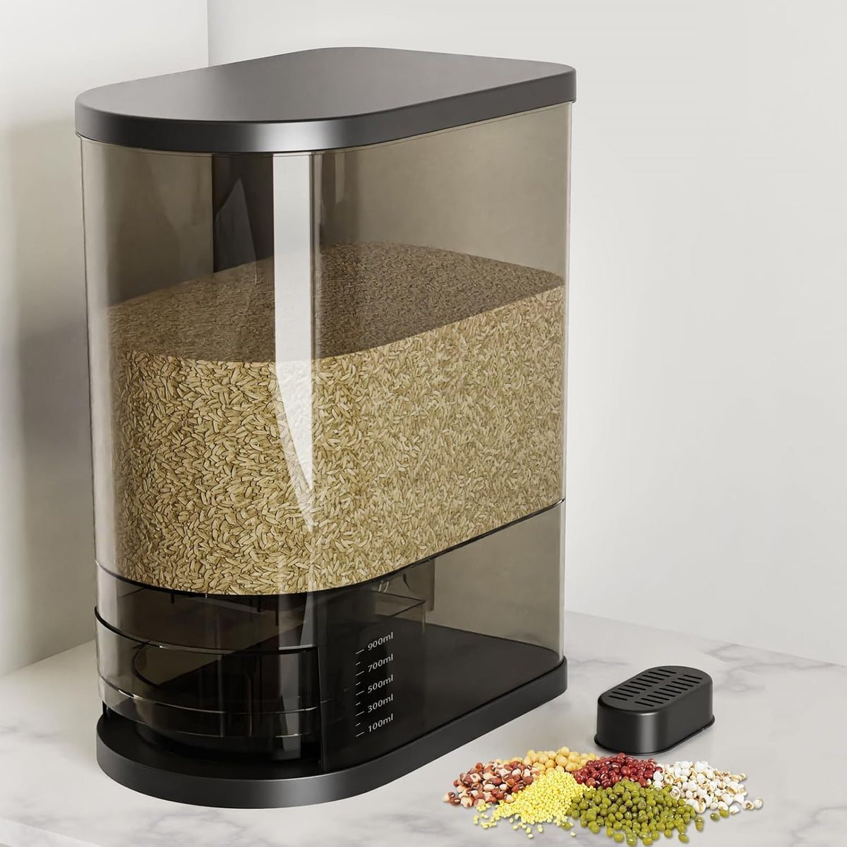 Rice Dispenser, 22-25 Lbs, Airtight Rice Container, Measuring Cup