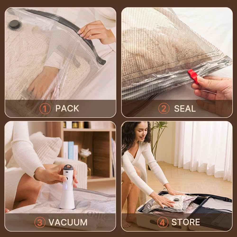 Vacbird Travel Vacuum Bags with Rechargeable Pump, Carry-On Space Saver