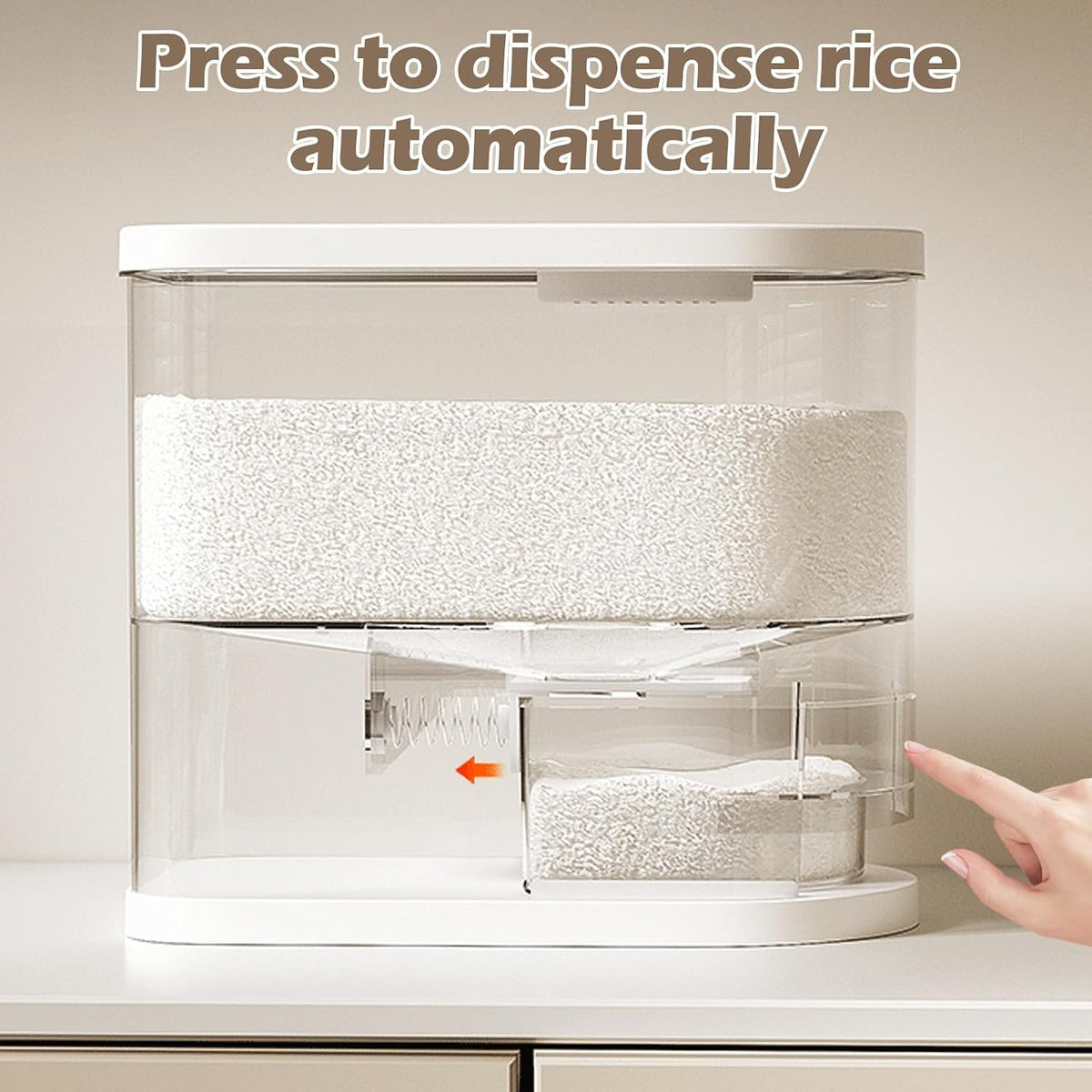 Rice Dispenser, 22-25 Lbs, Airtight Rice Container, Measuring Cup